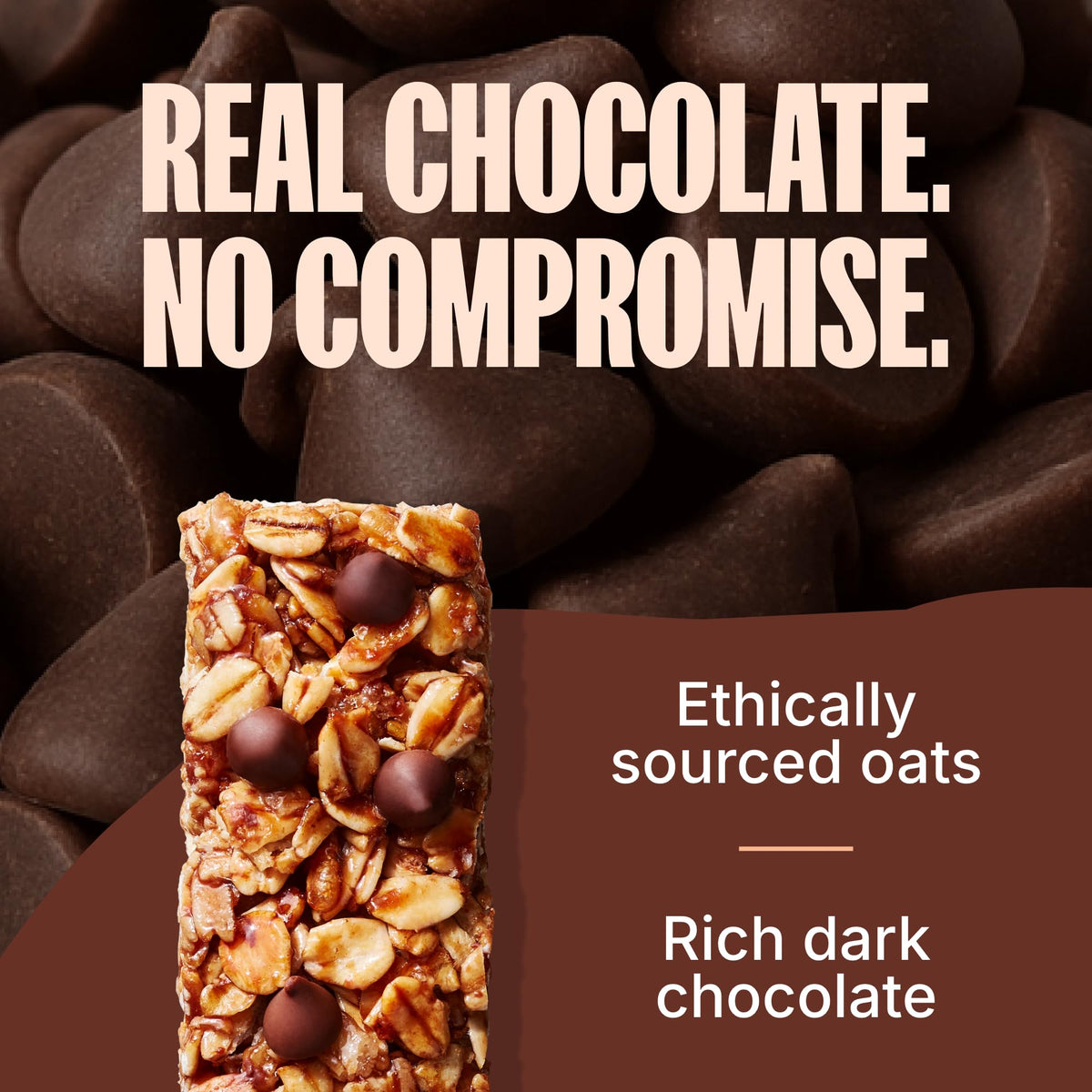 Close-up of chocolate chips in MadeGood granola bar texture