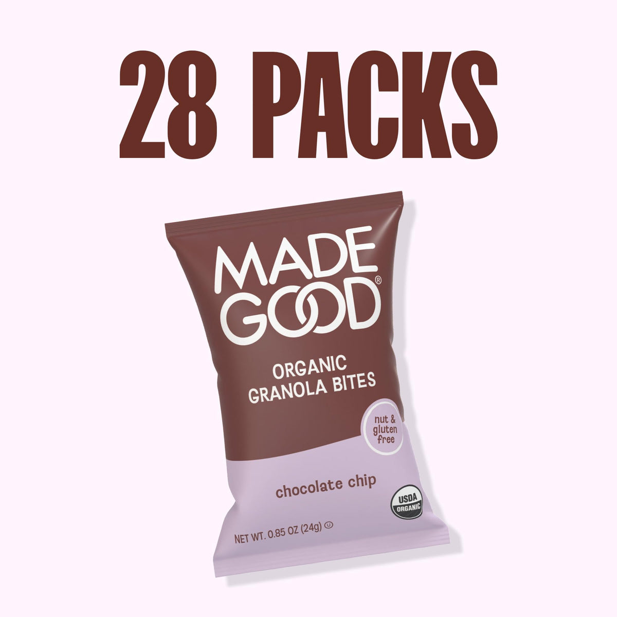 MadeGood Chocolate Chip Granola Bites 28-pack view for pantry or lunchbox