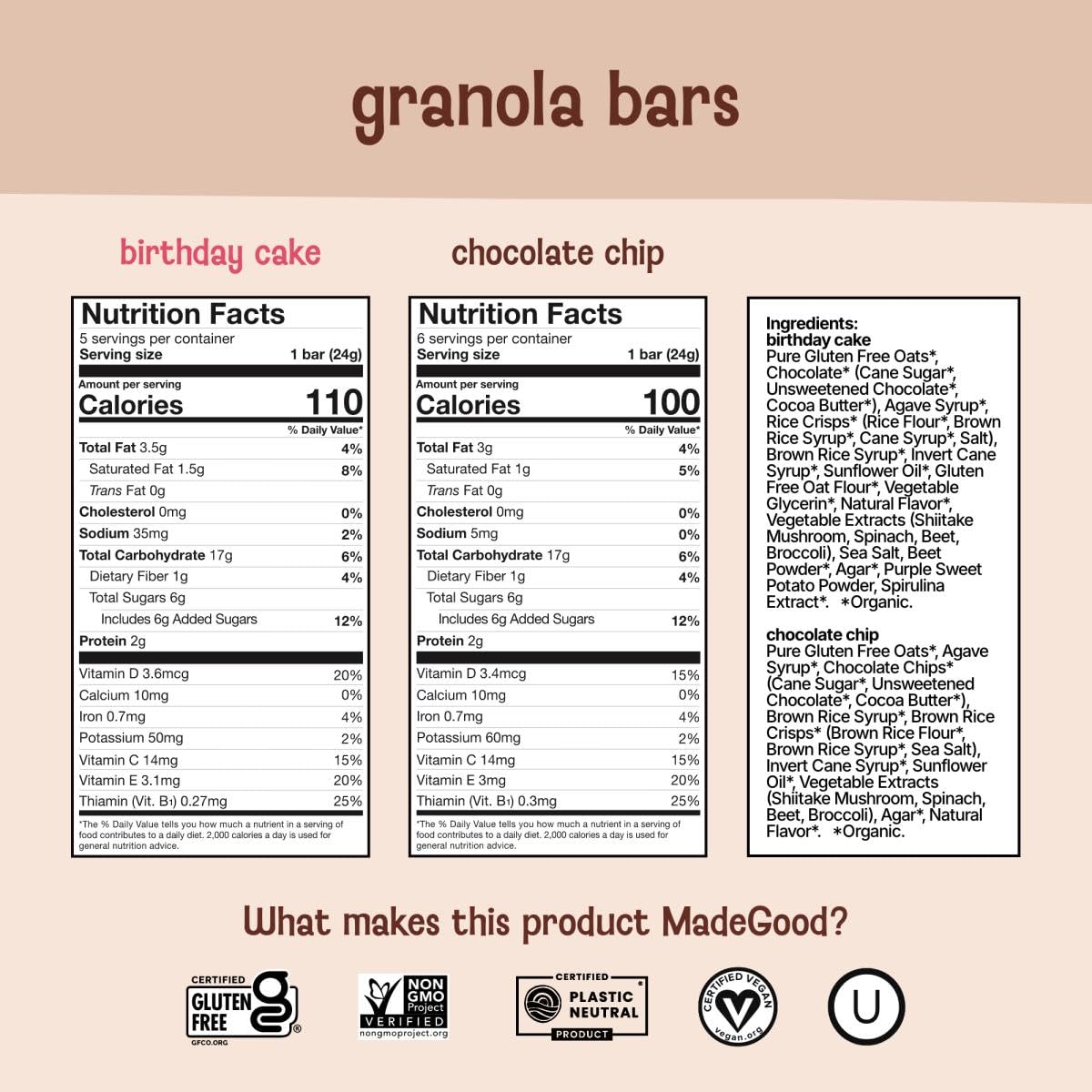 MadeGood Chocolate Lovers Variety Pack bars showing assorted flavors for on-the-go treats.