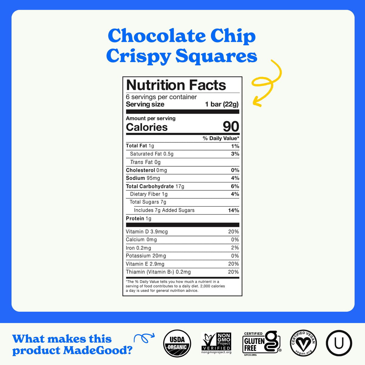 MadeGood Crispy Squares six-pack box display for convenient gifting or sharing