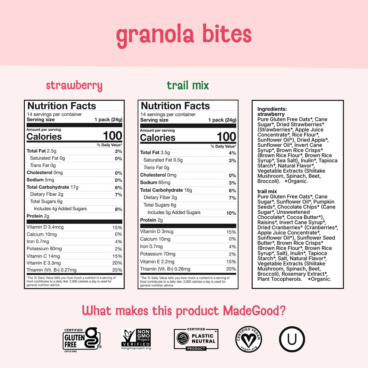 MadeGood Granola Minis with six veggie extracts blended into oats for flavor