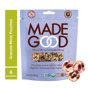 MadeGood Mixed Berry Granola Minis pack front view for on the go snacking