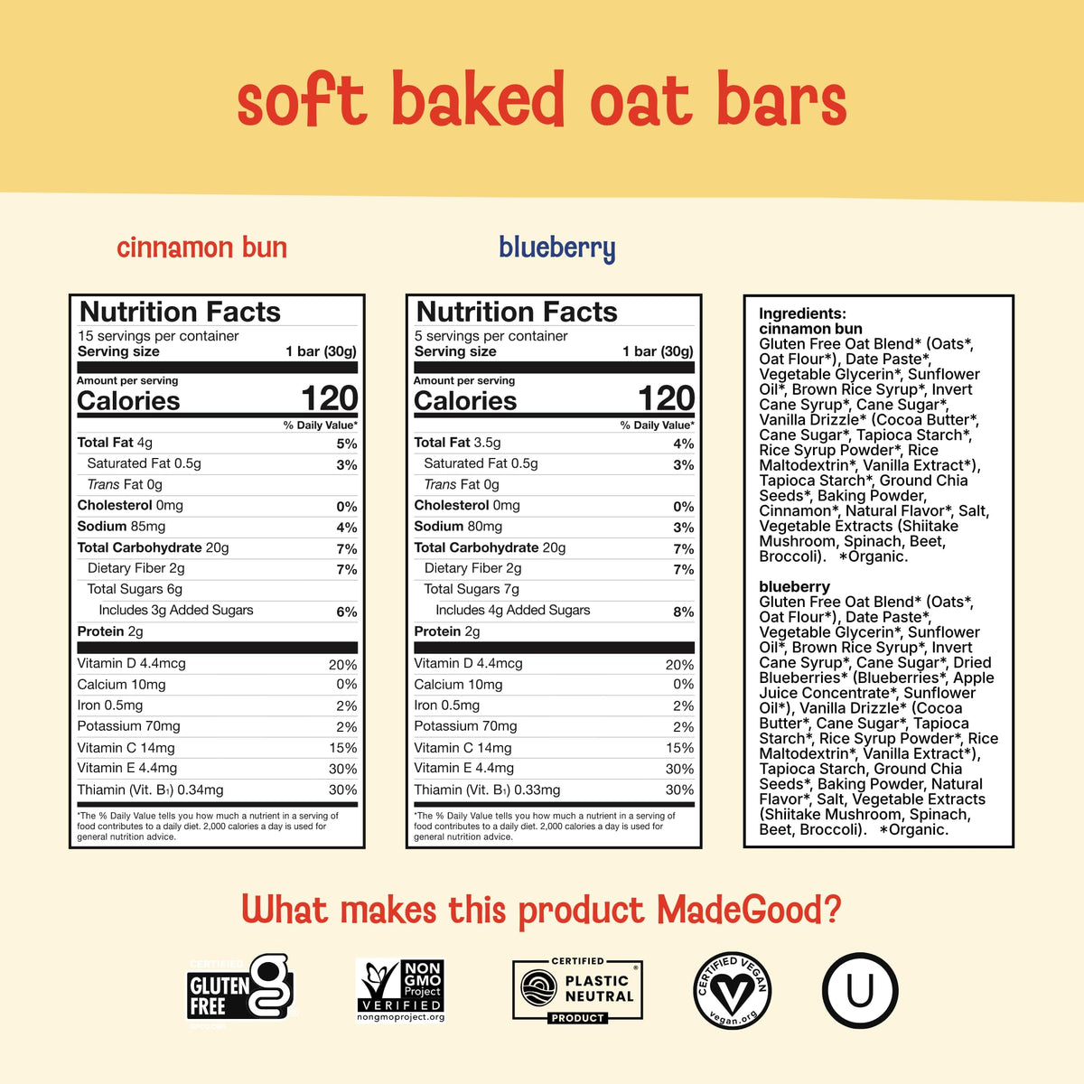 MadeGood blueberry-soft-baked morning bars, easy breakfast option.