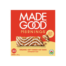 MadeGood Mornings Cinnamon Bun bar in packaging for quick breakfast on the go