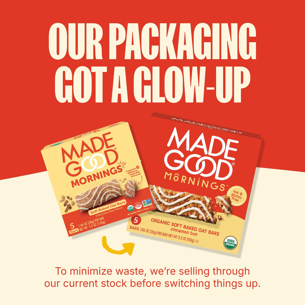 Snack-ready cinnamon aroma hint from MadeGood Cinnamon Bun bar