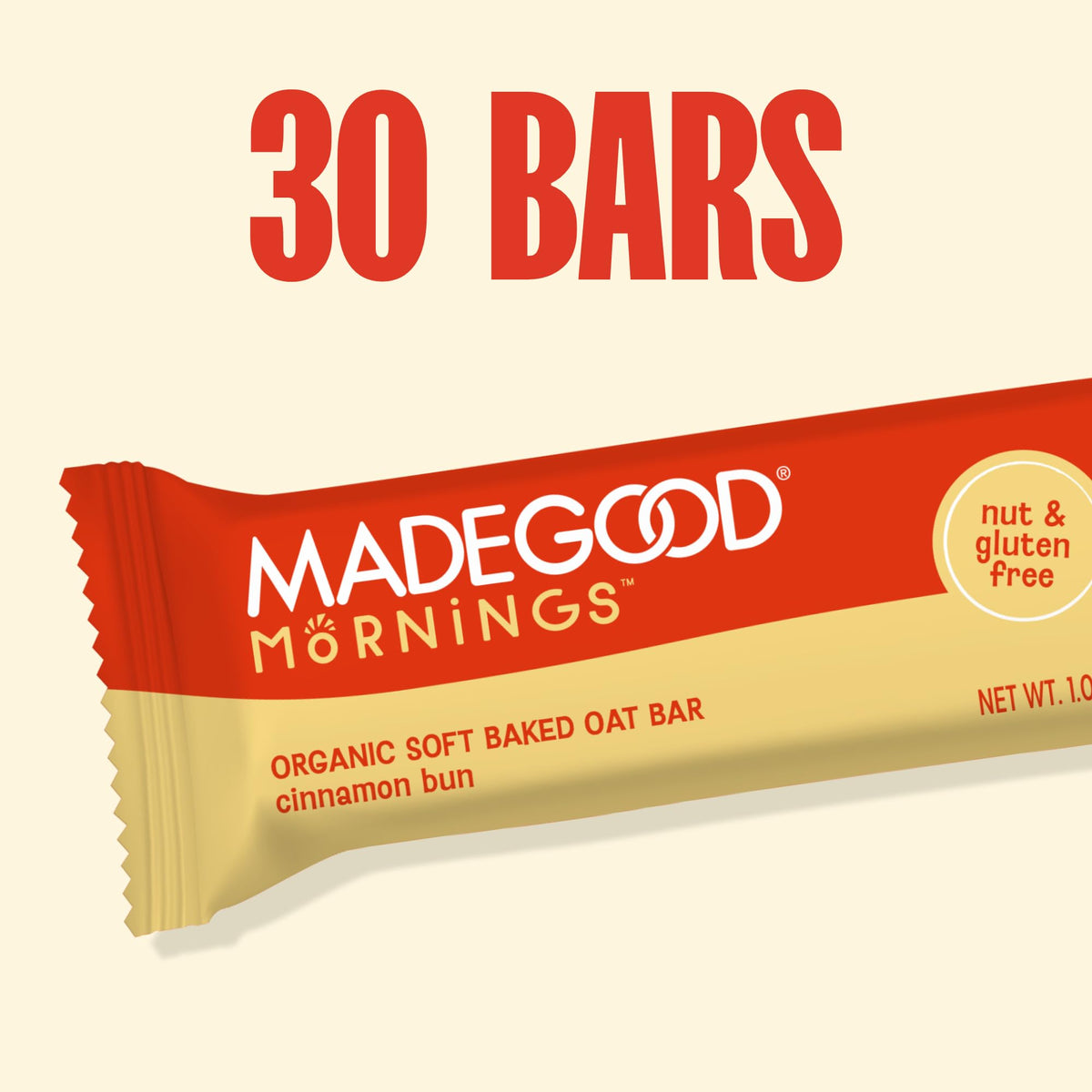 Soft baked texture of Cinnamon Bun bar shown in cross-section