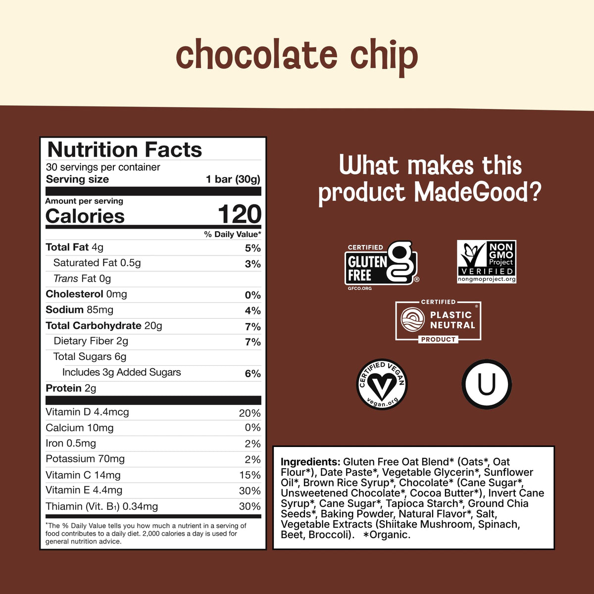 MadeGood Mornings label highlights six vegetable extracts.