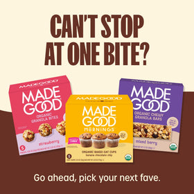 MadeGood Mornings packaging shows allergen-free claim.