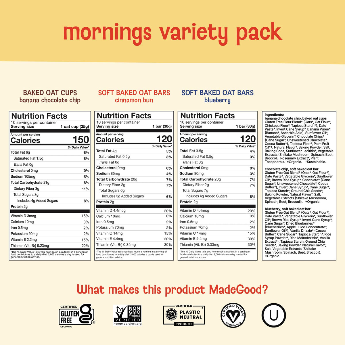 Family-friendly MadeGood Mornings snack pack in a lunchbox