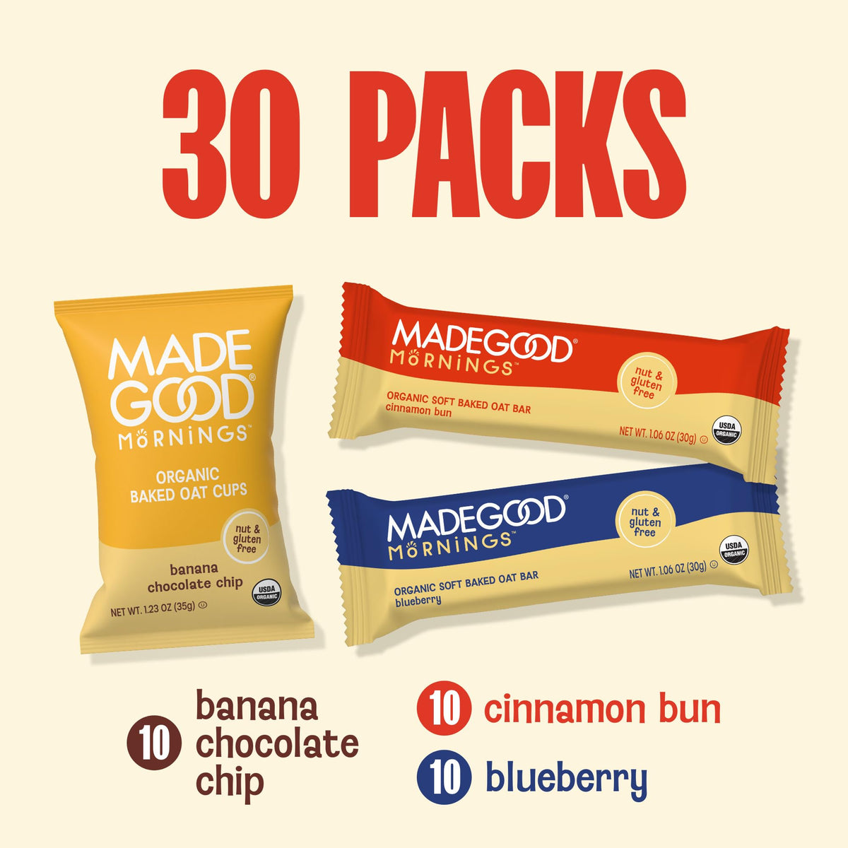 MadeGood Mornings allergen-friendly snack, gluten-free and nut-free