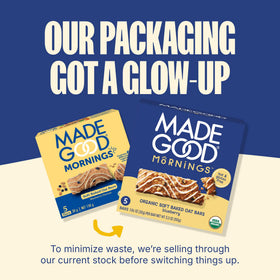 Organic, allergen-friendly certification label on MadeGood packaging.