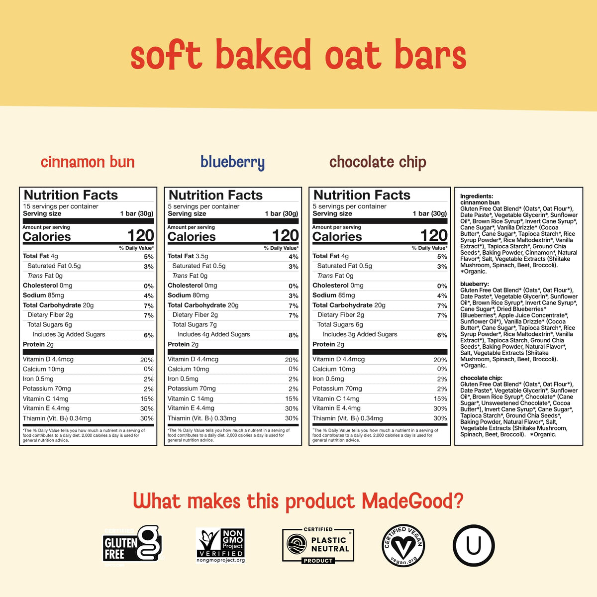 MadeGood Mornings Organic Certification label signals trusted, organic ingredients.