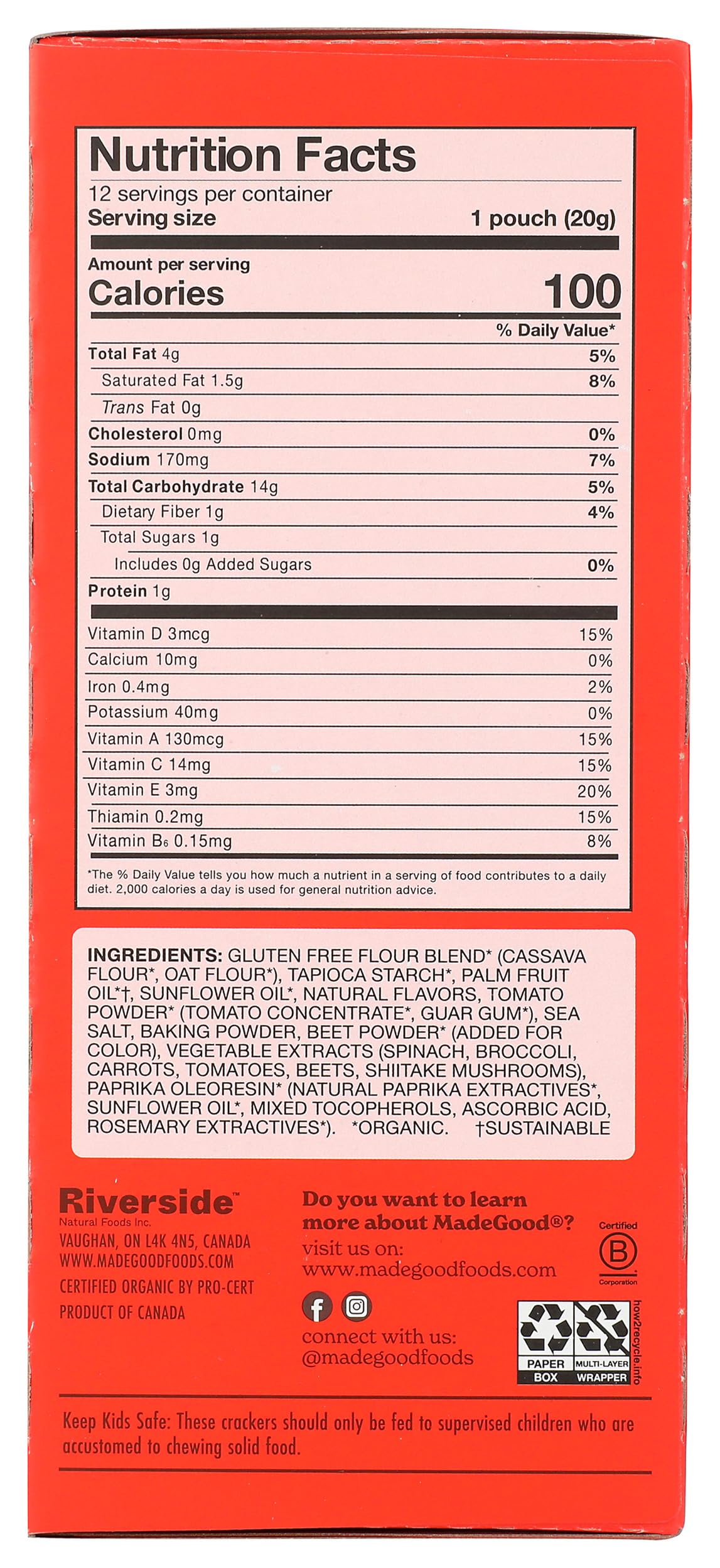 MadeGood Organic Pizza Star Puffed Crackers in kid's lunchbox scenario, convenient snack.