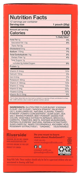 MadeGood Organic Pizza Star Puffed Crackers in kid's lunchbox scenario, convenient snack.