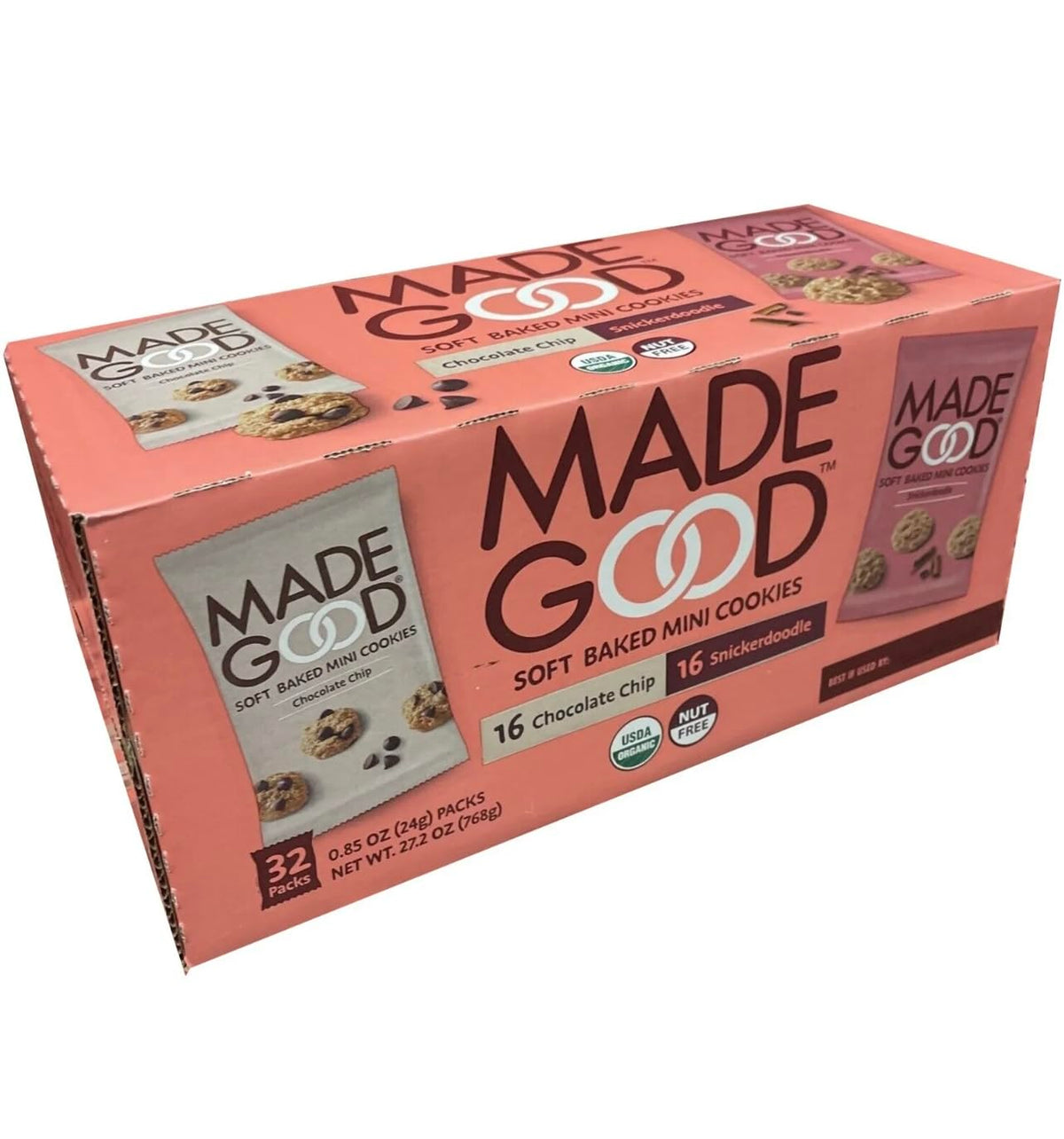 MadeGood Soft Baked Mini Cookies 32-pack pouches for on-the-go snacking
