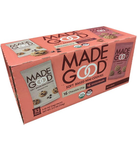 MadeGood Soft Baked Mini Cookies 32-pack pouches for on-the-go snacking