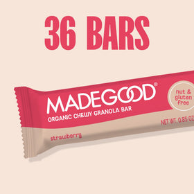 MadeGood Strawberry Granola Bars pantry shot showing 36-bar box.
