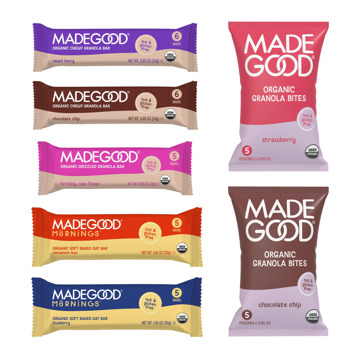 MadeGood variety-pack-front, allergen-friendly school snacks ideal for lunchboxes.