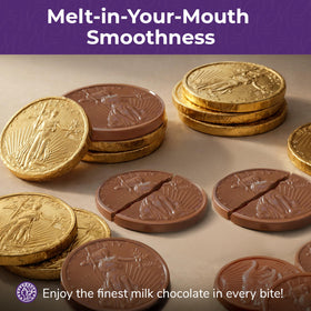Madelaine Gold Coins individually wrapped in gold foil, easy to share.