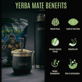 MADFLOW traditional gourd and bombilla setup for an authentic yerba mate ritual.