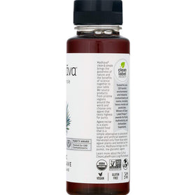 Madhava Blue Agave Amber nutrition panel confirms gluten-free and vegan options.