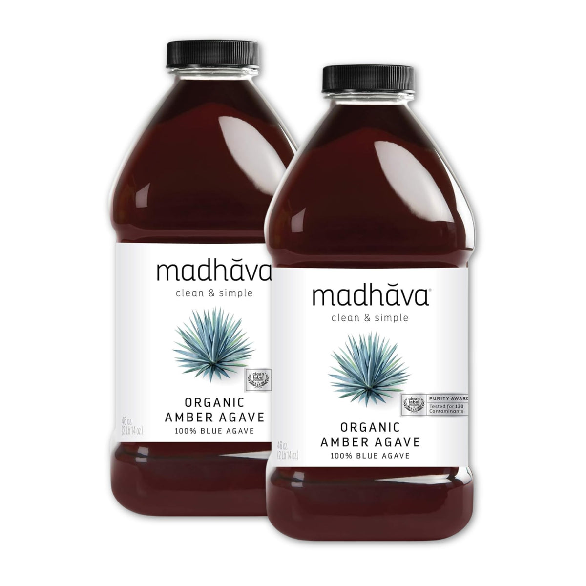 Madhava Organic Amber Agave Nectar bottle being poured for beverages.