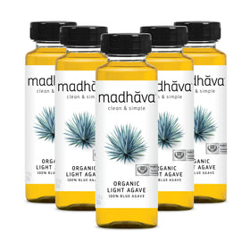 Madhava Organic Light Agave Nectar bottle—smooth pour for beverages and baking
