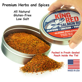 Madison Park Foods King Red Salmon Rub on grill-ready salmon