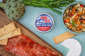 Madison Park Foods King Red Salmon Rub on grilled vegetables