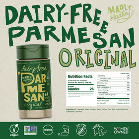 Madly Hadley parmesan topping on salad for umami without dairy