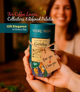 MADRE SELVA Geisha premium packaging tube reinforcing freshness and gift-ready presentation.