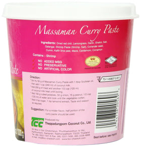 Open tub shows rich Massaman paste ready to elevate curries and sauces