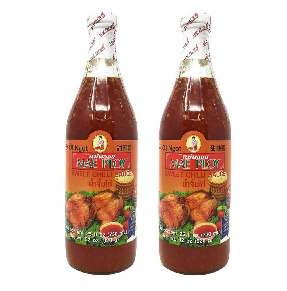 Mae Ploy Sweet Chilli Sauce bottle ready for dipping and snacking.