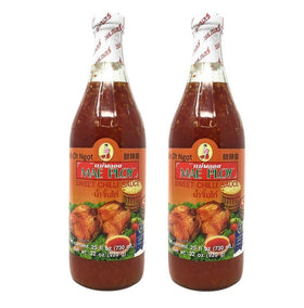 Mae Ploy Sweet Chilli Sauce bottle ready for dipping and snacking.
