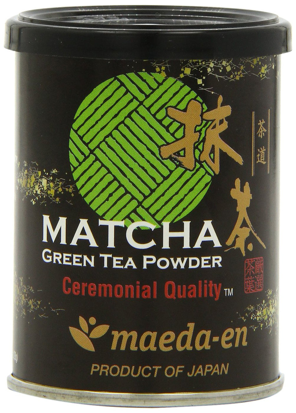 Maeda-En ceremonial matcha powder shows vibrant emerald color ideal for traditional tea ceremonies.