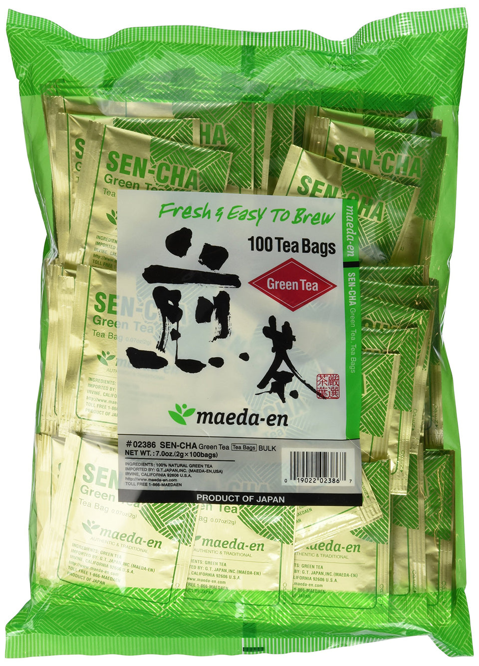 Maeda-EN Maeda Sen-cha green tea bags, 100 count, quick flavorful brews for busy days.