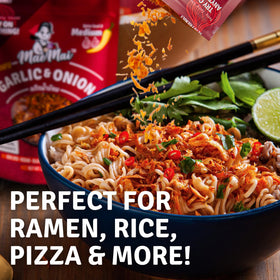 MaeMai Crispy Onion Garlic Flakes ingredients shot shows real garlic and onions.