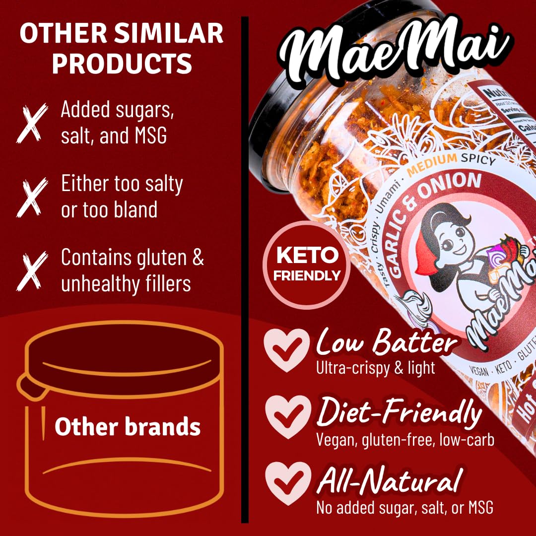 MaeMai Crispy Onion Garlic Flakes on salads adds crunch and depth