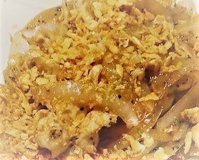 Maesri fried shallots and garlic brighten vegetables with crunch.