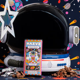 Maeve Moon Rocks Bar reveals three chocolate layers and center meltaway.