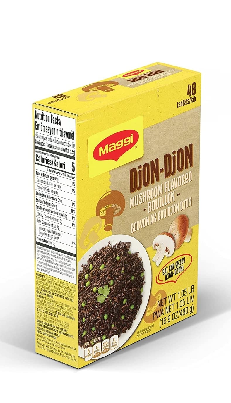 Close-up of MAGGI Djon Djon cubes dissolving into stock for Caribbean soups