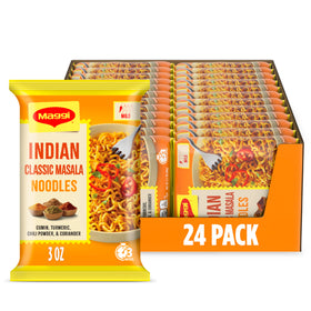 Maggi Indian Classic Masala noodles packaging—convenient pantry staple for quick meals.