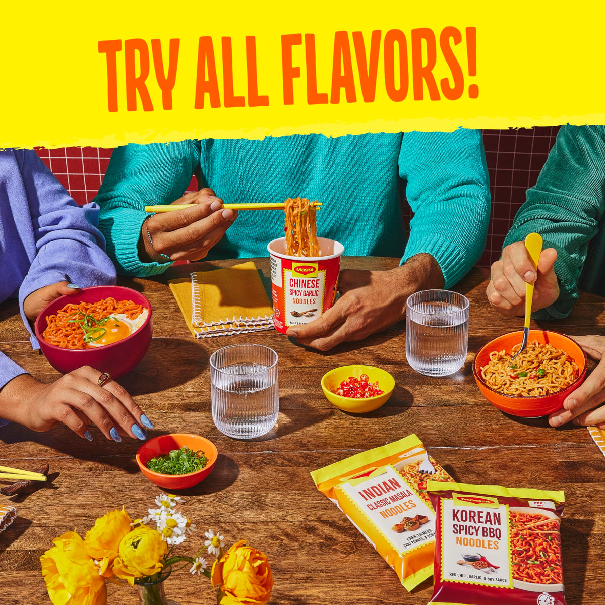 Ready-to-serve Maggi noodles plated for quick meals.
