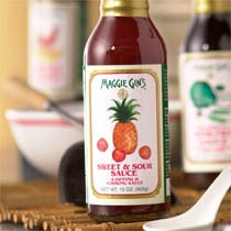 Maggie Gin's Sweet & Sour Sauce label showing recipe ideas.