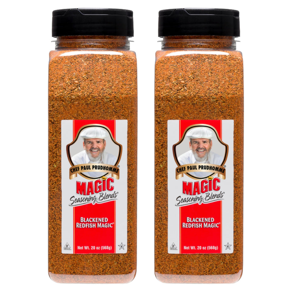 Magic Seasoning Blends Blackened Redfish bottle pour enhances seafood flavor