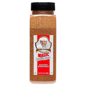 Magic Seasoning Blends Chef Paul Blackened Redfish canister adds bold seafood crust.