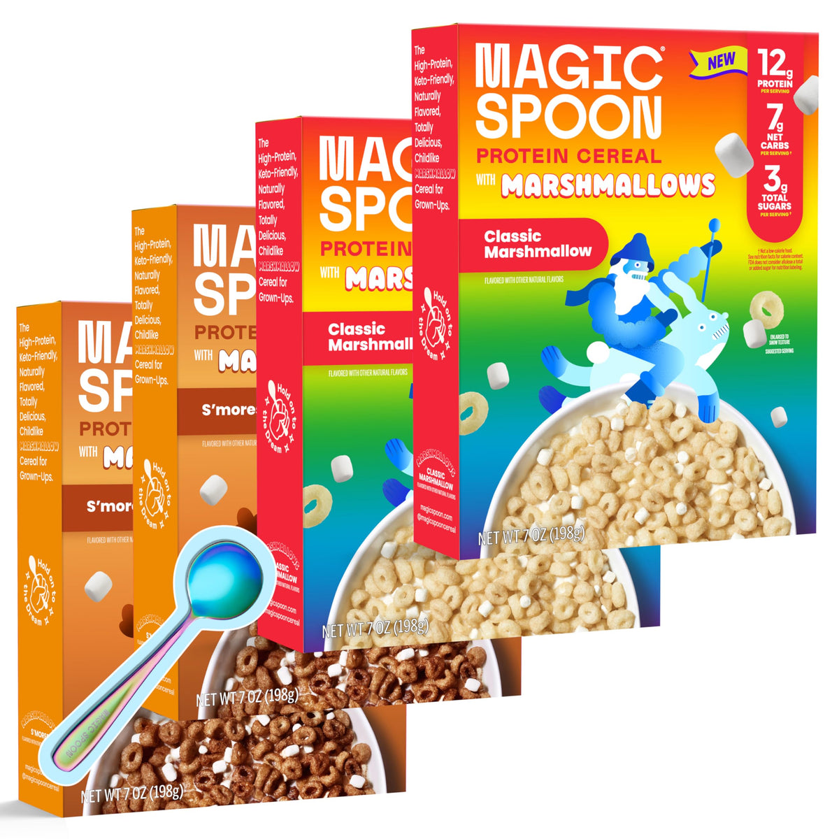 Magic Spoon marshmallows cereal box with bowl for a protein-packed breakfast