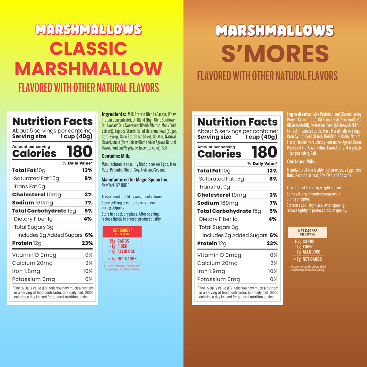 Magic Spoon logo on cereal box highlighting high-protein, low-carb benefits