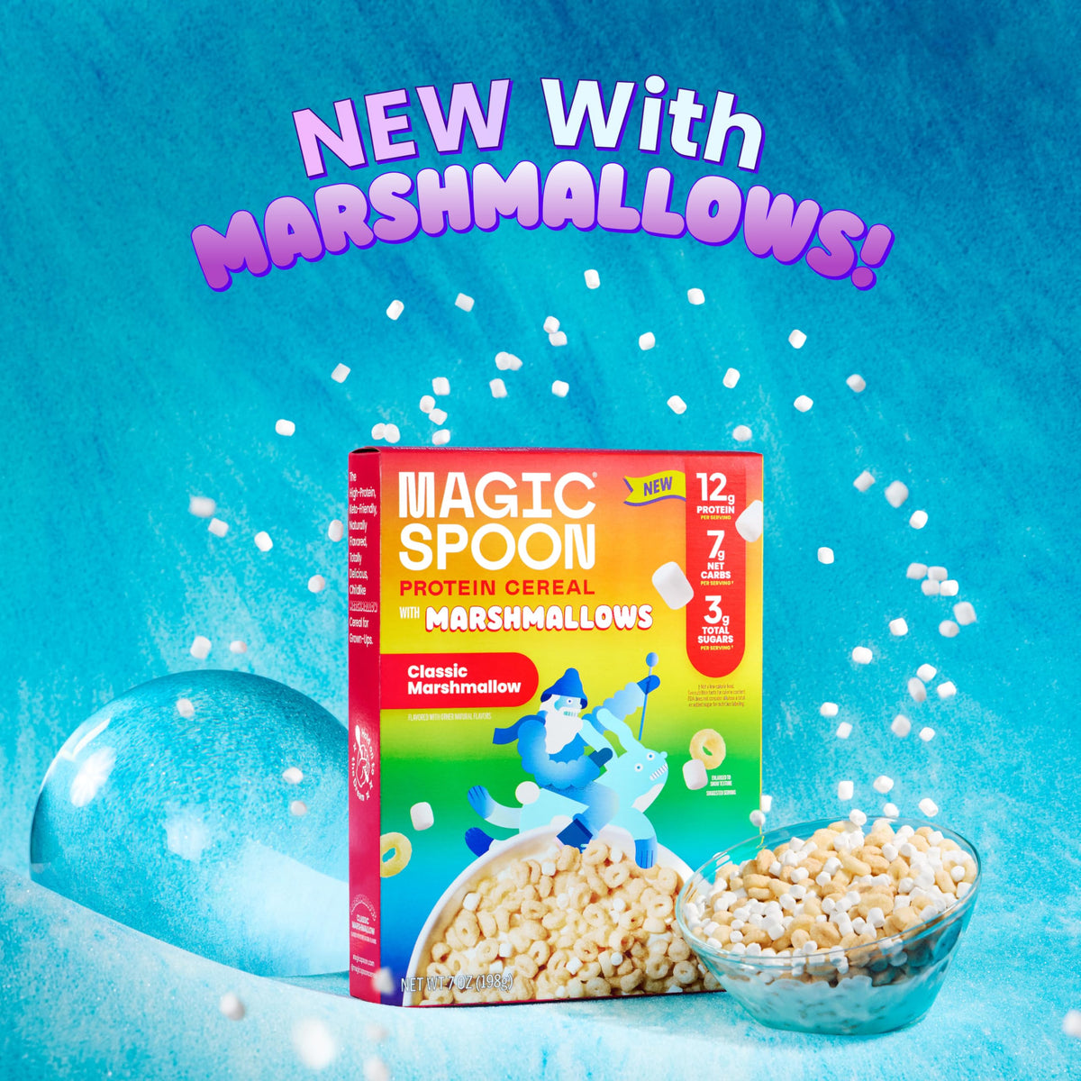 Open Magic Spoon marshmallows cereal pack revealing marshmallows and grains