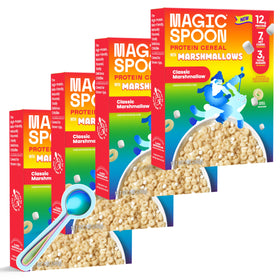 Magic Spoon Classic Marshmallow cereal in a bowl offers a high-protein breakfast option.